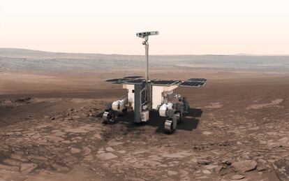 Recreación artística del robot explorador de 'ExoMars'.