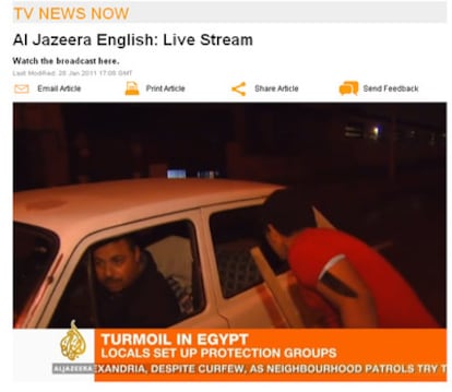 Captura de la emisión de la web de Al Yazira a las 12.00