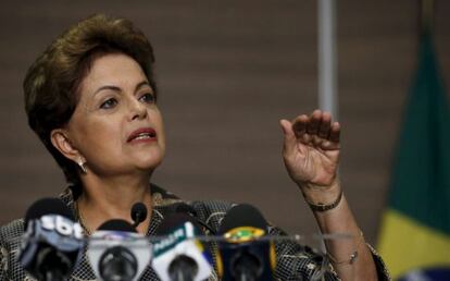 La presidenta de Brasil, Dilma Rousseff, durante una conferencia de prensa en la Ciudad de México.