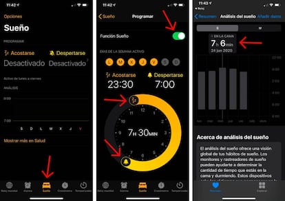 Configura tu iPhone para marcar las horas de sueño.