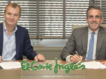 Meinrad Spenger, consejero delegado de MásMóvil, y Víctor del Pozo, consejero delegado de El Corte Inglés, en una imagen facilitada por las dos empresas.