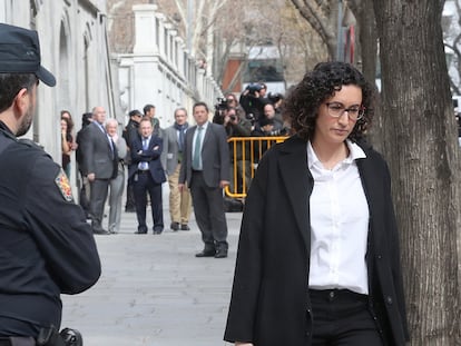Marta Rovira, coordinadora general de ERC, sale del Tribunal Supremo en 2018.