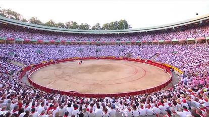 La plaza de Pamplona, en los Sanfermines de 2023.