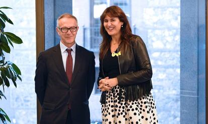 El ministre José Guirao i la consellera Laura Borràs, aquest dimecres a Madrid.