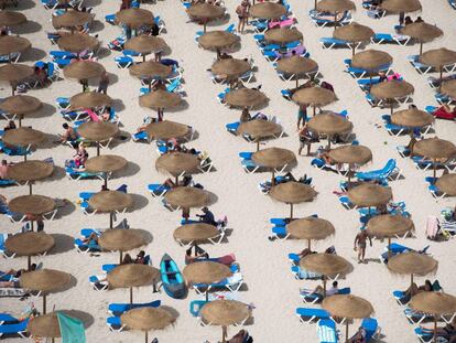 Playa de la Cala En Porter (Menorca), este jueves.