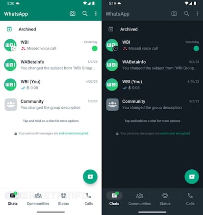 Interfaz WhatsApp Android nueva