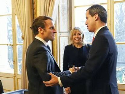 Encuentro entre Macron y Guaidó,  en París.