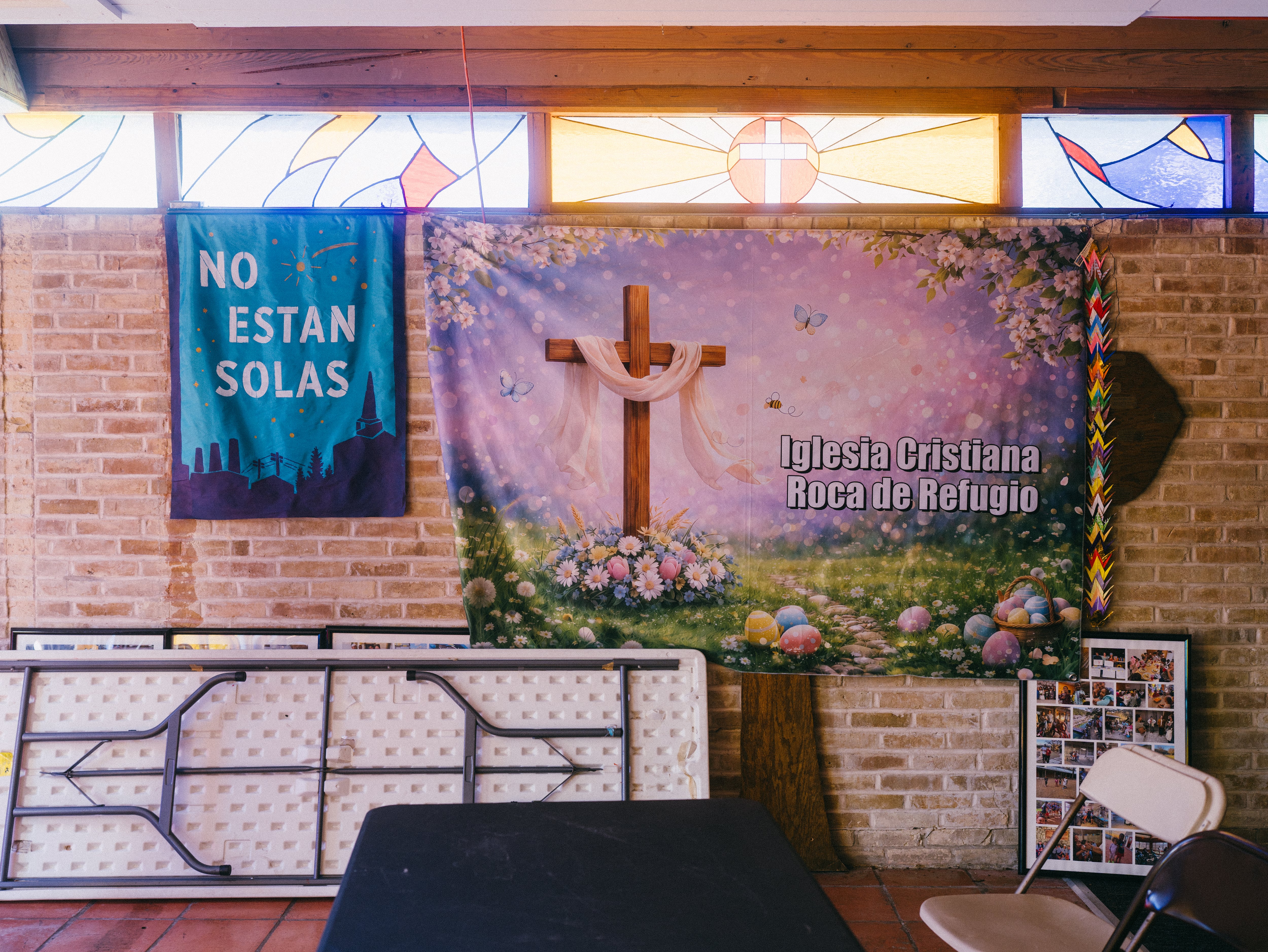Un letrero de la Iglesia Roca de Refugio, en la iglesia Good Shepherd Lutheran.