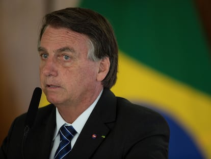 El presidente Brasil, Jair Bolsonaro, este martes en el Palacio do Planalto, en Brasilia.