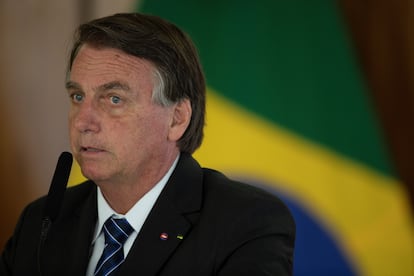 El presidente Brasil, Jair Bolsonaro, este martes en el Palacio do Planalto, en Brasilia.