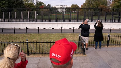 Tourists in front of the White House in Washington on Monday.