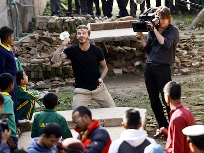 David Beckham, durante un viaje a Nepal en 2015 como embajador de buena voluntad de Unicef.