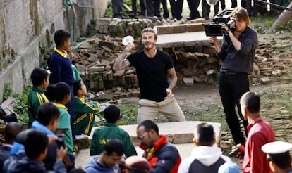 David Beckham, durante un viaje a Nepal en 2015 como embajador de buena voluntad de Unicef.
