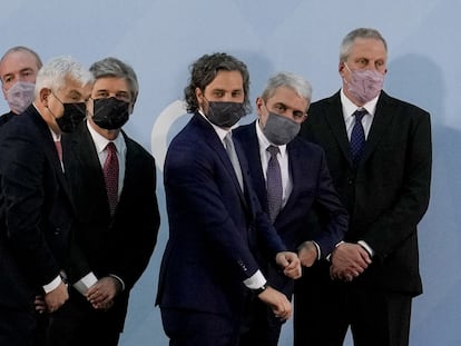Los nuevos ministros del Gabinete de Alberto Fernández, durante su juramentación en la Casa Rosada, el 20 de septiembre de 2021.