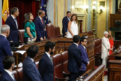 Francina Armengol, en su primer acto como presidenta del Congreso durante la sesión constitutiva de las Cortes, el jueves en Madrid.