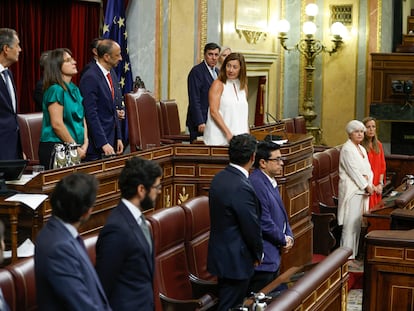 Francina Armengol, en su primer acto como presidenta del Congreso durante la sesión constitutiva de las Cortes, el jueves en Madrid.