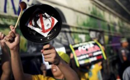 Protesto em São Paulo contra corrupção.