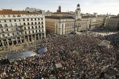 Vista aérea de la concentración en la Puerta del Sol.