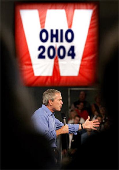 Bush durante su intervencin de ayer en un acto electoral en Ohio.