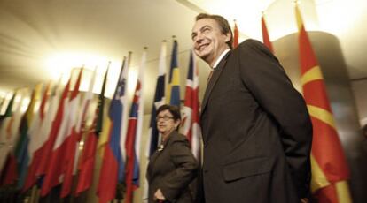 Zapatero, durante un acto de la presidencia española de la UE en el Congreso.