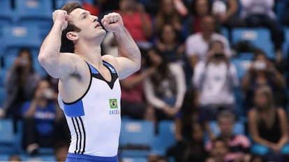 Diego Hypólito durante Copa do Mundo de ginástica, em São Paulo