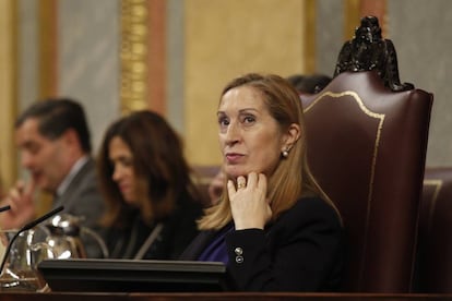 La presidenta del Congreso, Ana Pastor, durante el &uacute;ltimo plano.