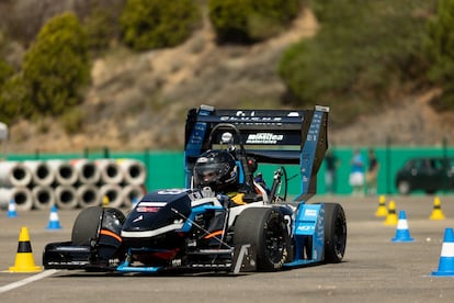 Un piloto de Formula Student de la Universidad Carlos III de Madrid, en el circuito de Montmeló (Barcelona), el pasado 5 de agosto de 2024.