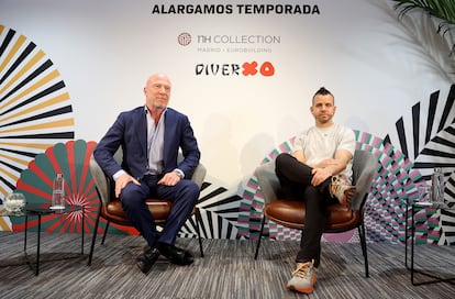 El director general de Minor Hotels para el Sur de Europa. Hugo Rovira, y el cocinero Dabiz Muñoz, durante la rueda de prensa celebrada este jueves en el NH Eurobuilding, en Madrid.