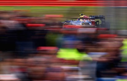 Mark Webber durante el Gran Premio de Silverstone.