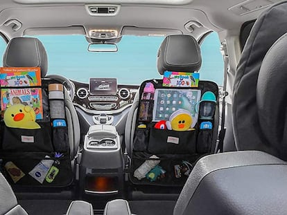 Organizadores para los asientos del coche fáciles de instalar, con bolsillos para la tablet, portabotellas y compartimentos térmicos.