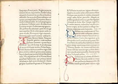 Imagen del interior de 'De viris illustribus' impreso por Nicolas Jenson hacia 1474, libro conservado en Bayerische Staatsbibliothek.