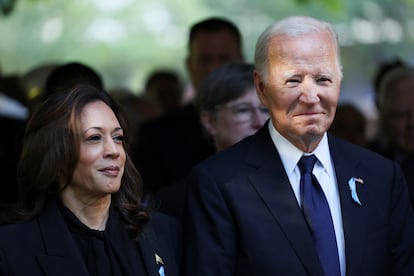 Kamala Harris y Joe Biden, este miércoles en un homenaje a las víctimas del 11-S.
