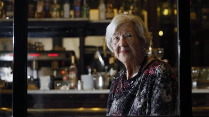 Leonor Machado, en un restaurante de Madrid en 2014, durante un homenaje por sus 90 años.