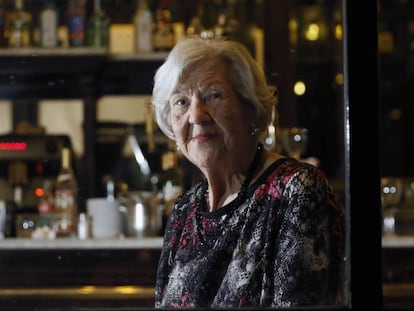 Leonor Machado, en un restaurante de Madrid en 2014, durante un homenaje por sus 90 años.