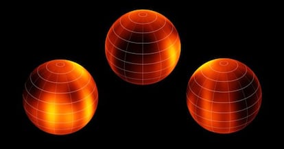 Diferentes perspectivas de la superficie de la enana marr&oacute;n Luhman 16B recreadas a partir de las observaciones realizadas con los telescopios VLT.