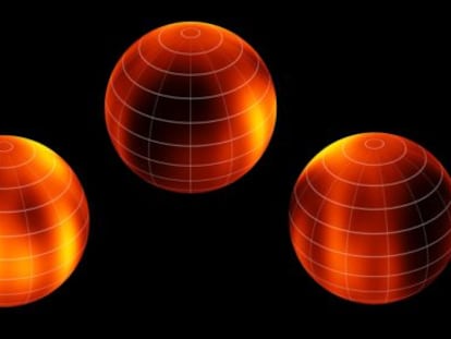 Diferentes perspectivas de la superficie de la enana marr&oacute;n Luhman 16B recreadas a partir de las observaciones realizadas con los telescopios VLT.