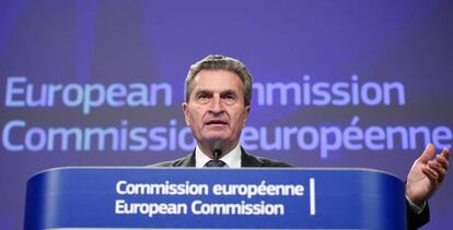 El comisario europeo de Presupuesto y Recursos Humanos, G&uuml;nther Oettinger, la semana pasada en Bruselas. 
