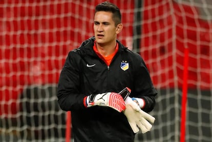 Gudiño, durante un entrenamiento con el Apoel.