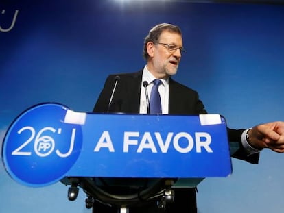 El candidato y l&iacute;der del PP, Mariano Rajoy, el d&iacute;a posterior a las elecciones. 