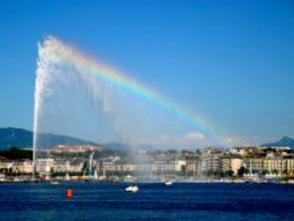 El Jet D&#039;Eau, en el lago Lem&aacute;n de Ginebra