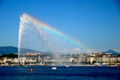 El Jet D&#039;Eau, en el lago Lem&aacute;n de Ginebra