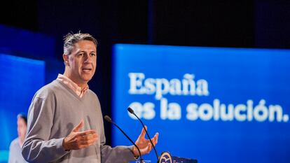 El coordinador general del partido y líder del PPC, Xavier García Albiol, en un acto de campaña en Salou.