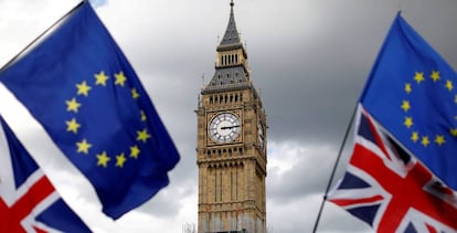 Las banderas de Reino Unido y de la UE, en una manifestación proeuropea en Londres el pasado mes de septiembre