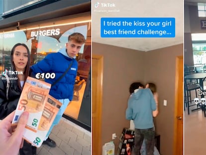 Three screenshots of TikTok viral challenges.