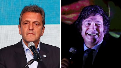 Presidential hopefuls Sergio Massa (l) and Javier Milei.