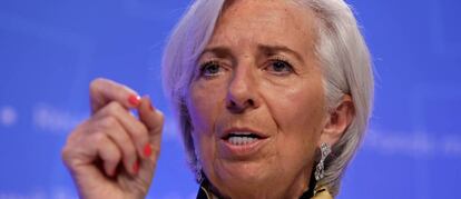 International Monetary Fund (IMF) Managing Director Christine Lagarde speaks at an opening news conference ahead of the IMF/World Bank spring meeting in Washington