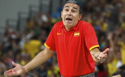 Scariolo, durante el partido Brasil-Espa&ntilde;a.