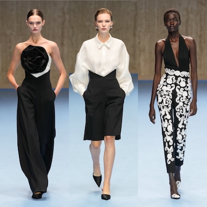 Toda la primera parte del desfile de Carolina Herrera se limitó al blanco y al negro, dos colores que, por sí solos, son lo suficientemente dramáticos, defiende Wes Gordon.