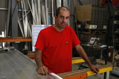 David Carballo, in his carpenter's shop. He is facing a jail term for having punched another man on the nose.