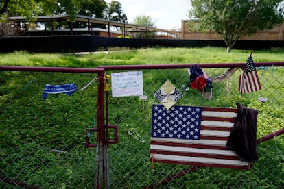 Flags and messages of support are still scattered around Robb Elementary, which was permanently closed after the shooting three months ago.